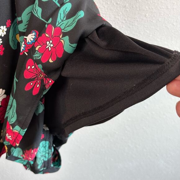 Sienna Sky Womens Size Large Black Floral Short Sleeves Lined Romper/Jumpsuit - Picture 7 of 11